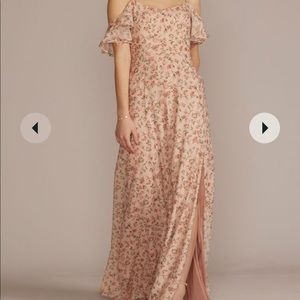 cold-shoulder long chiffon bridesmaid dress

STYLE# F20365